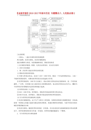 高中历史 专题整合八 人民版必修2-人民版高一必修2历史试题