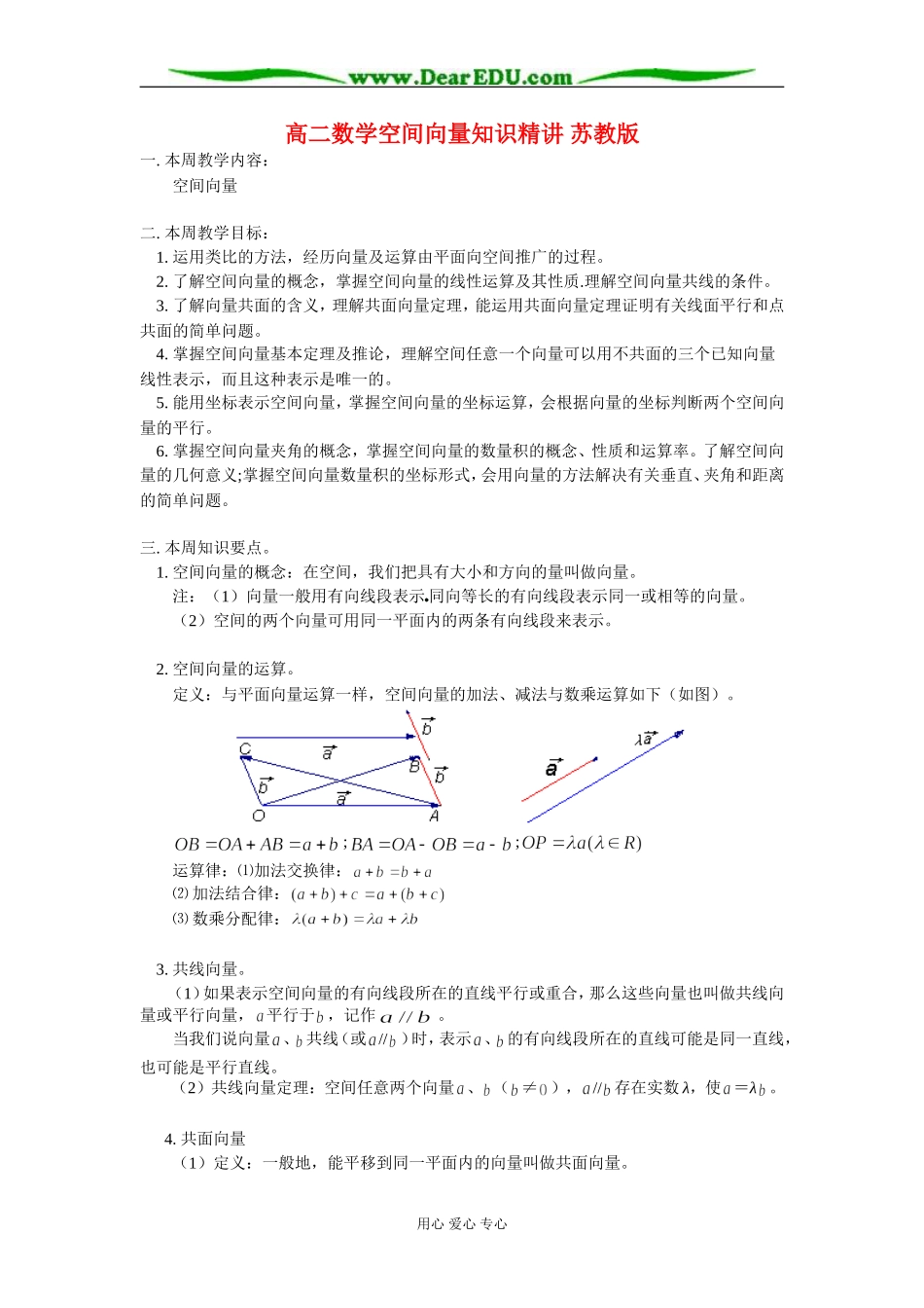 高二数学空间向量知识精讲 苏教版_第1页