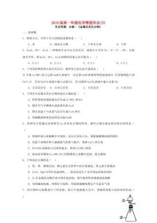 江西省上饶县高一化学寒假作业试题（三）-人教版高一全册化学试题