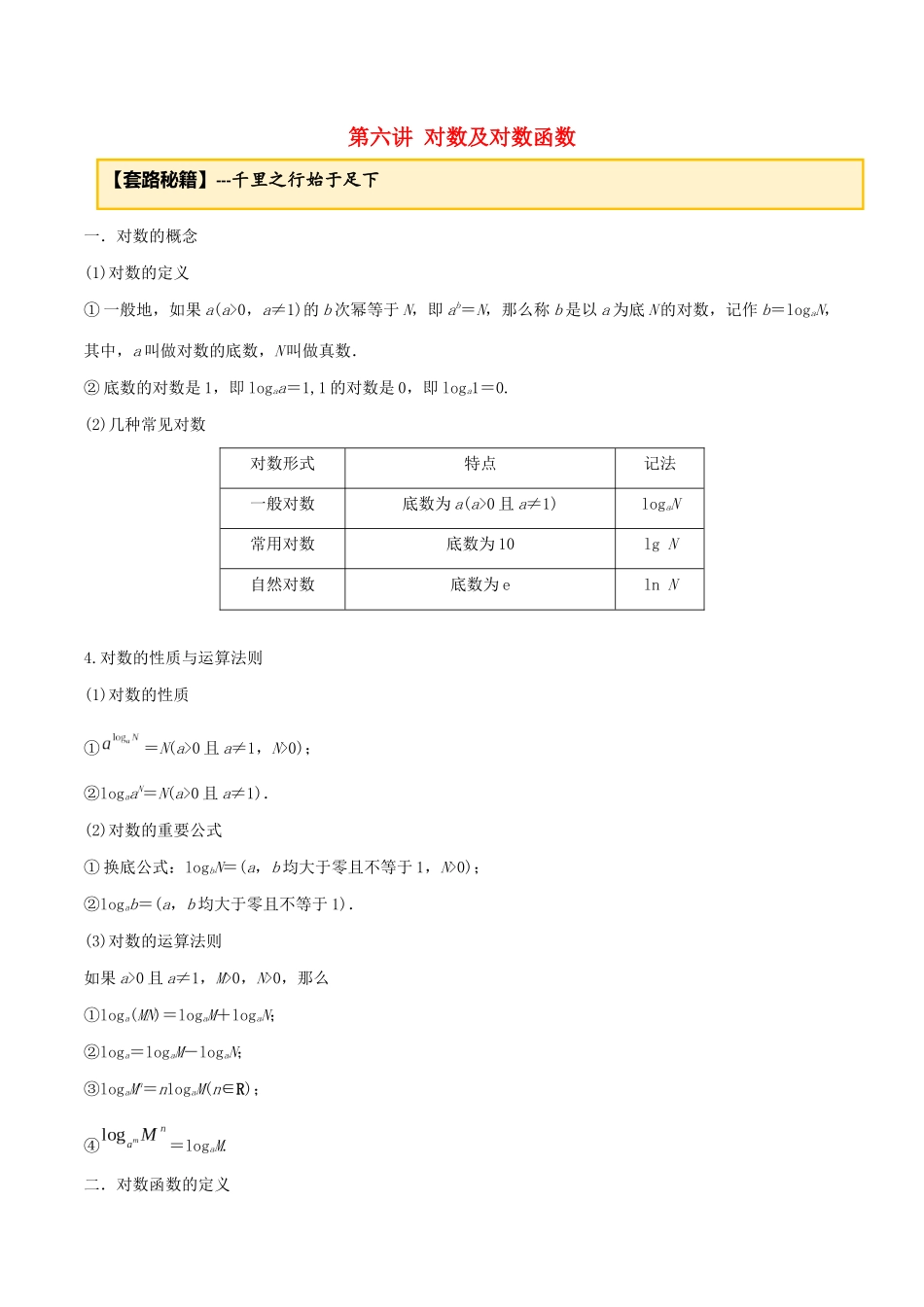 高考数学一轮复习 专题2.6 对数及对数函数练习（含解析）-人教版高三全册数学试题_第1页