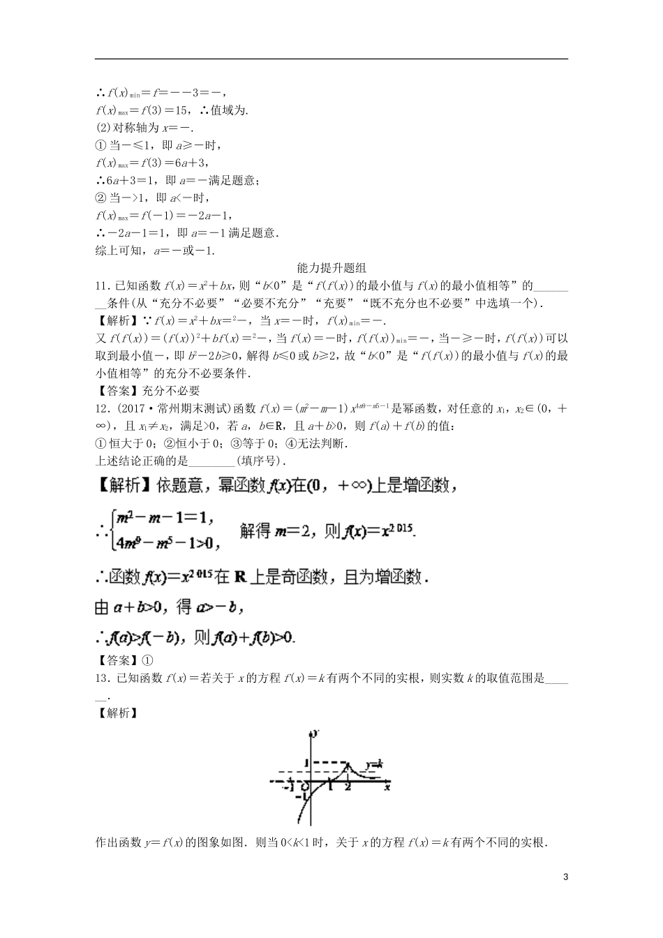 （江苏版）高考数学一轮复习 专题2.7 二次函数（练）-江苏版高三全册数学试题_第3页
