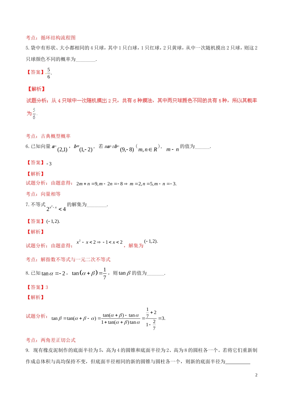 招生全国统一考试数学试题（江苏卷，含解析）-人教版高三全册数学试题_第2页
