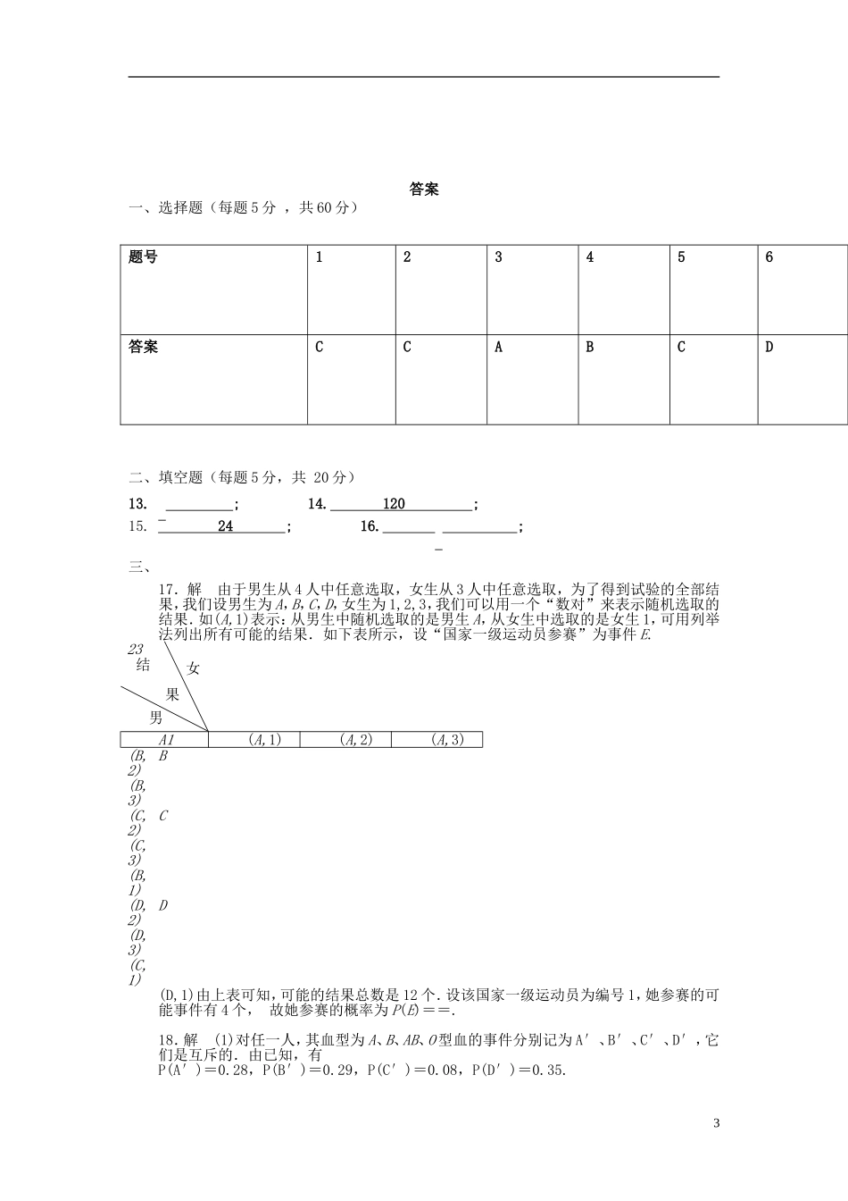 陕西省延安市黄陵县高二数学4月月考试题 理（普通班）-人教版高二全册数学试题_第3页