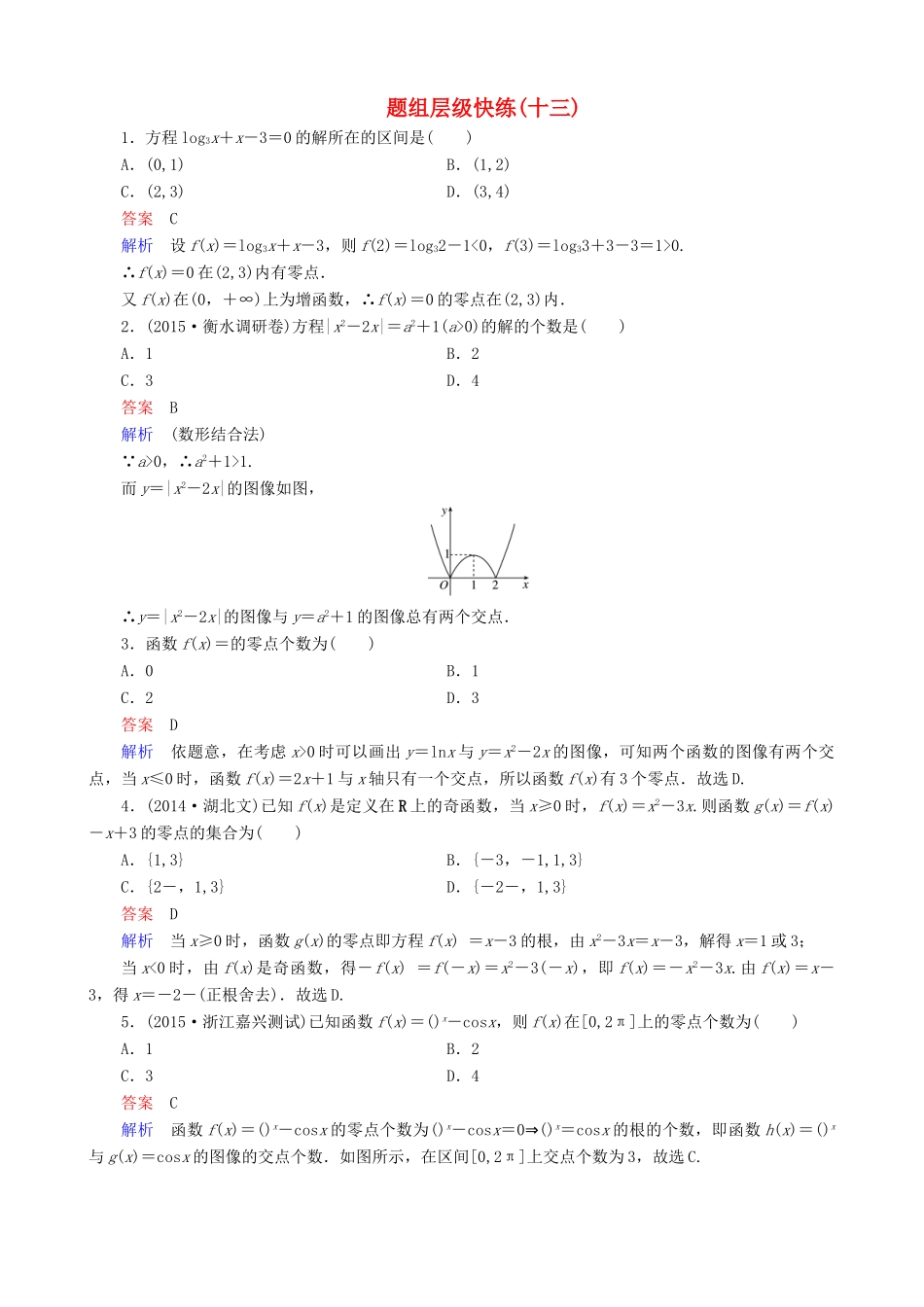 高考数学一轮复习 题组层级快练13（含解析）-人教版高三全册数学试题_第1页