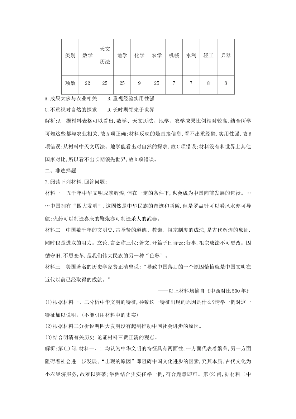 高中历史 第一单元 中国古代思想宝库 第6课 中国古代的科学技术练习 岳麓版必修3-岳麓版高一必修3历史试题_第3页