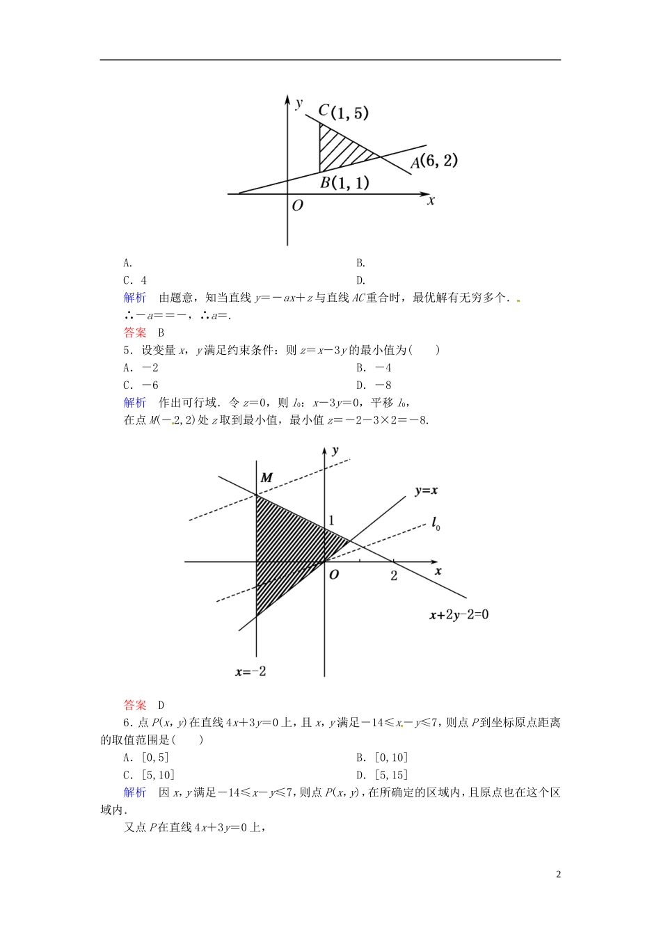 高中数学 3.3.2.1简单的线性规划问题双基限时练 新人教A版必修5-新人教A版高二必修5数学试题_第2页