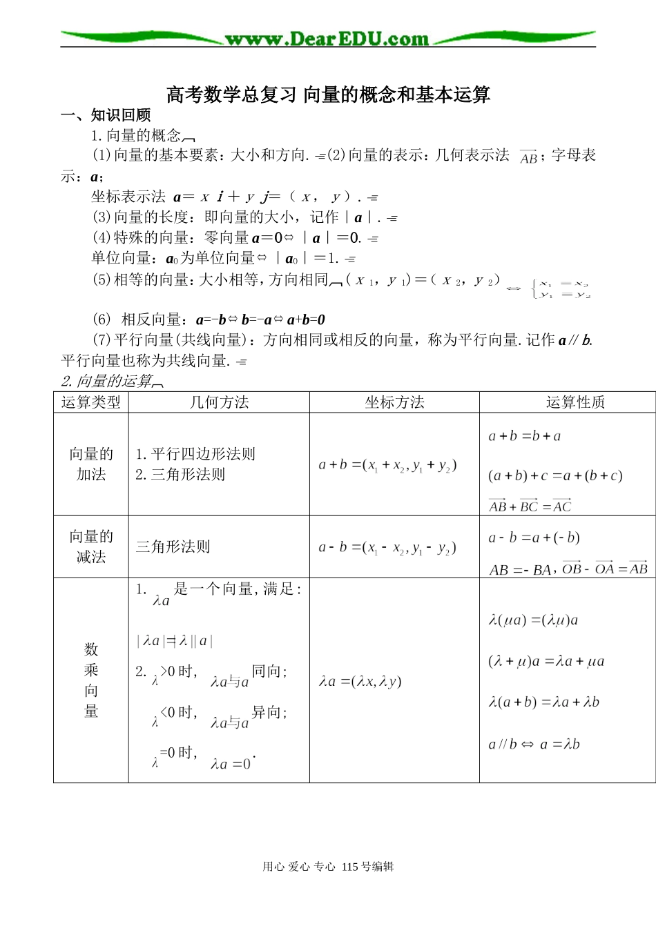 高考数学总复习 向量的概念和基本运算_第1页