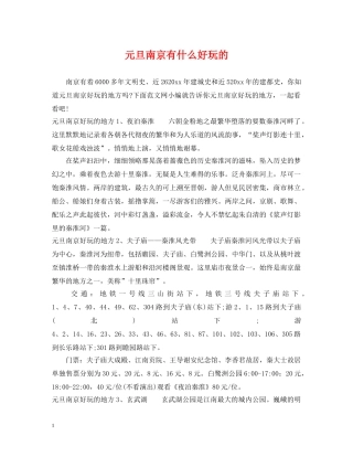 元旦南京有什么好玩的