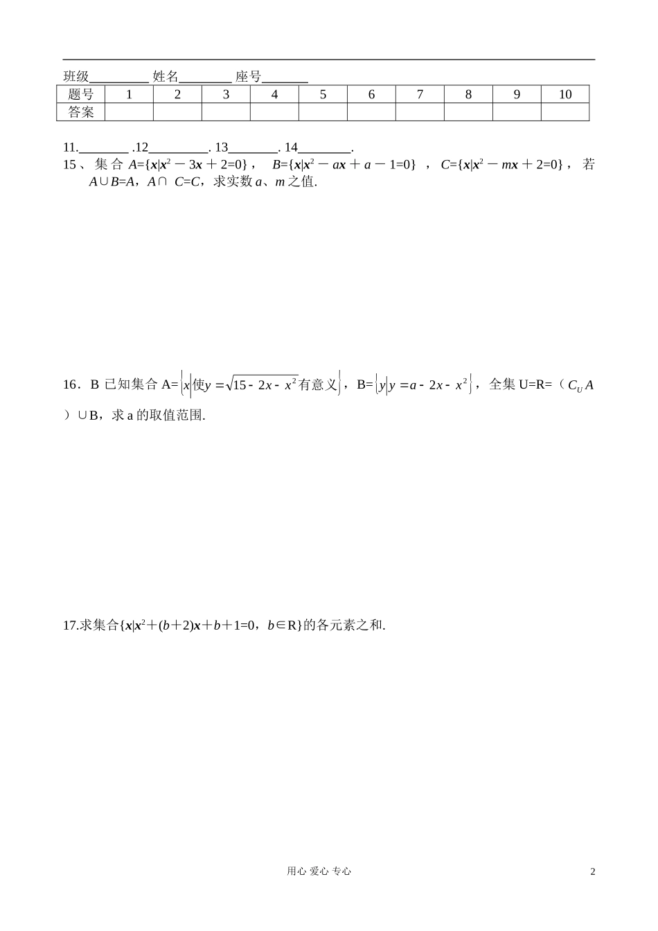 高考数学第一轮总复习 001.集合1精品同步练习 新人教A版_第2页