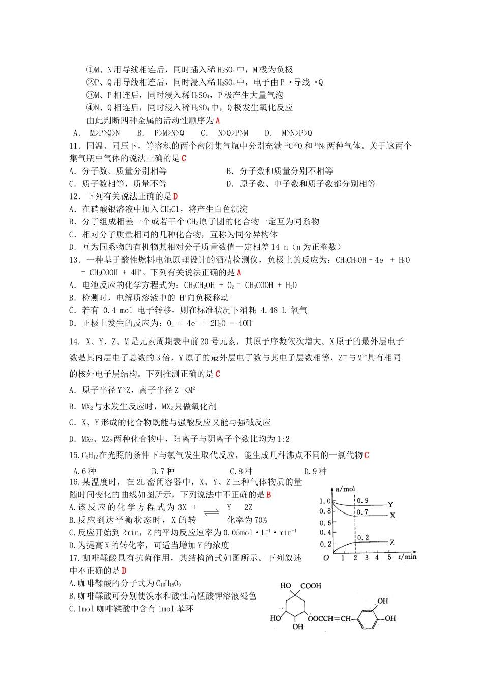 度高一化学暑假作业第二次综合训练试题-人教版高一全册化学试题_第2页