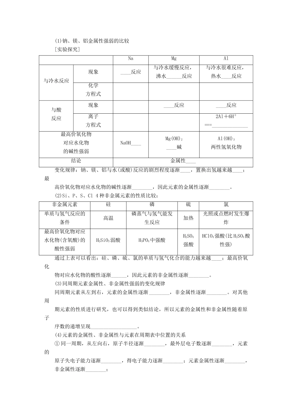 高中化学 第一章 第二节 第2课时 元素周期律课后作业 新人教版必修2-新人教版高一必修2化学试题_第2页