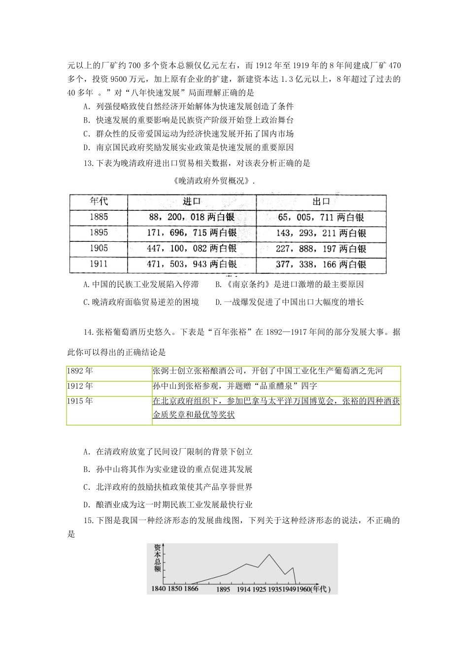 高一历史4月阶段练习试题-人教版高一全册历史试题_第3页