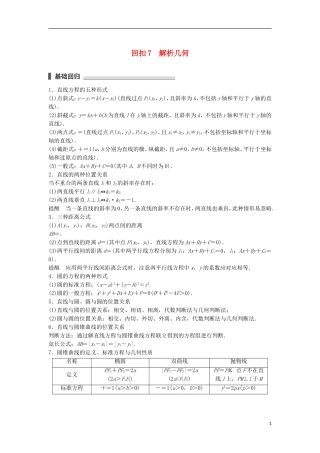 （江苏专用）高考数学总复习 考前三个月 考前回扣7 解析几何 理-人教版高三全册数学试题