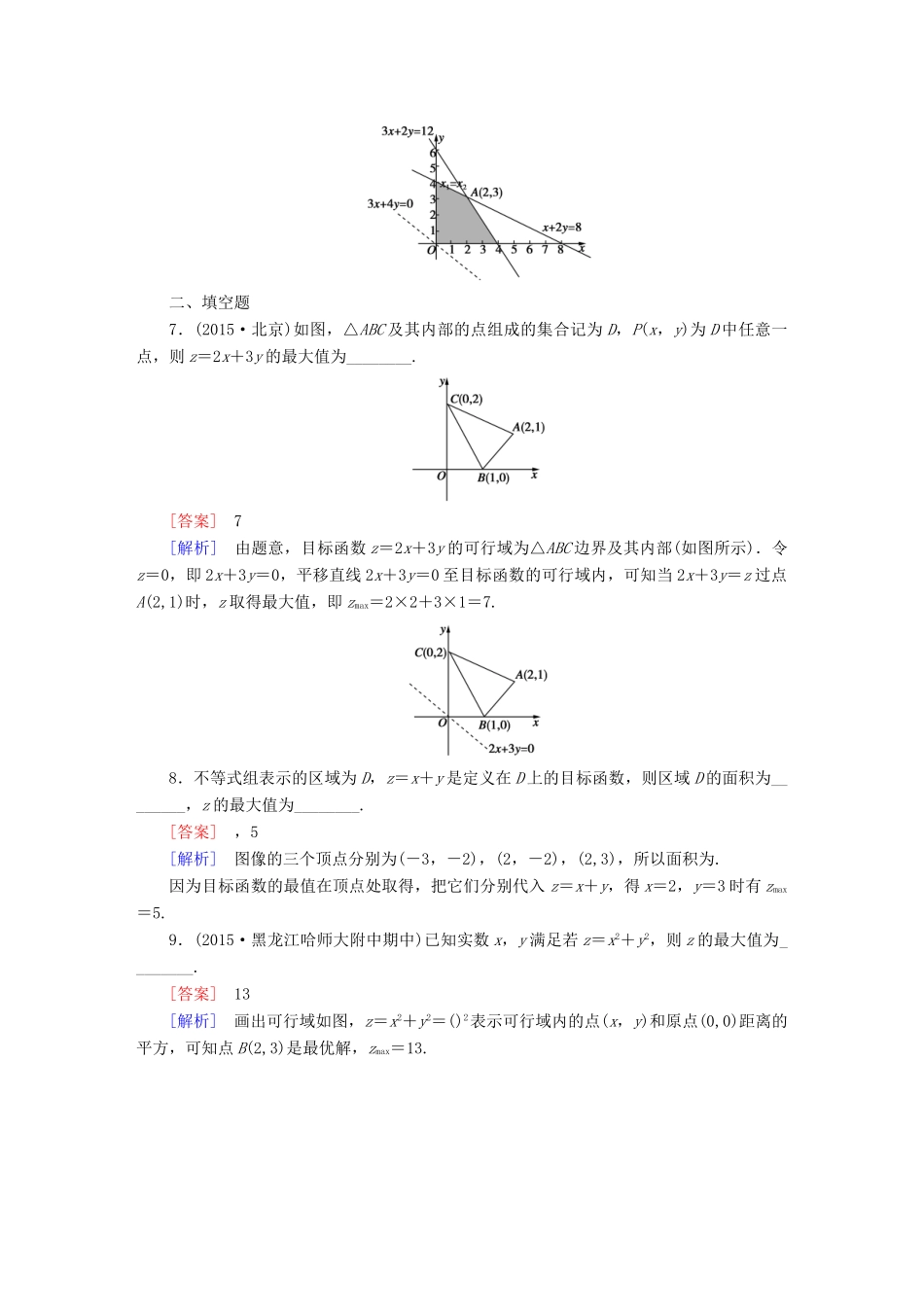 （新课标）高考数学一轮复习 第六章 不等式、推理与证明 第2讲 二元一次不等式(组)与简单的线性规划问题习题-人教版高三全册数学试题_第3页