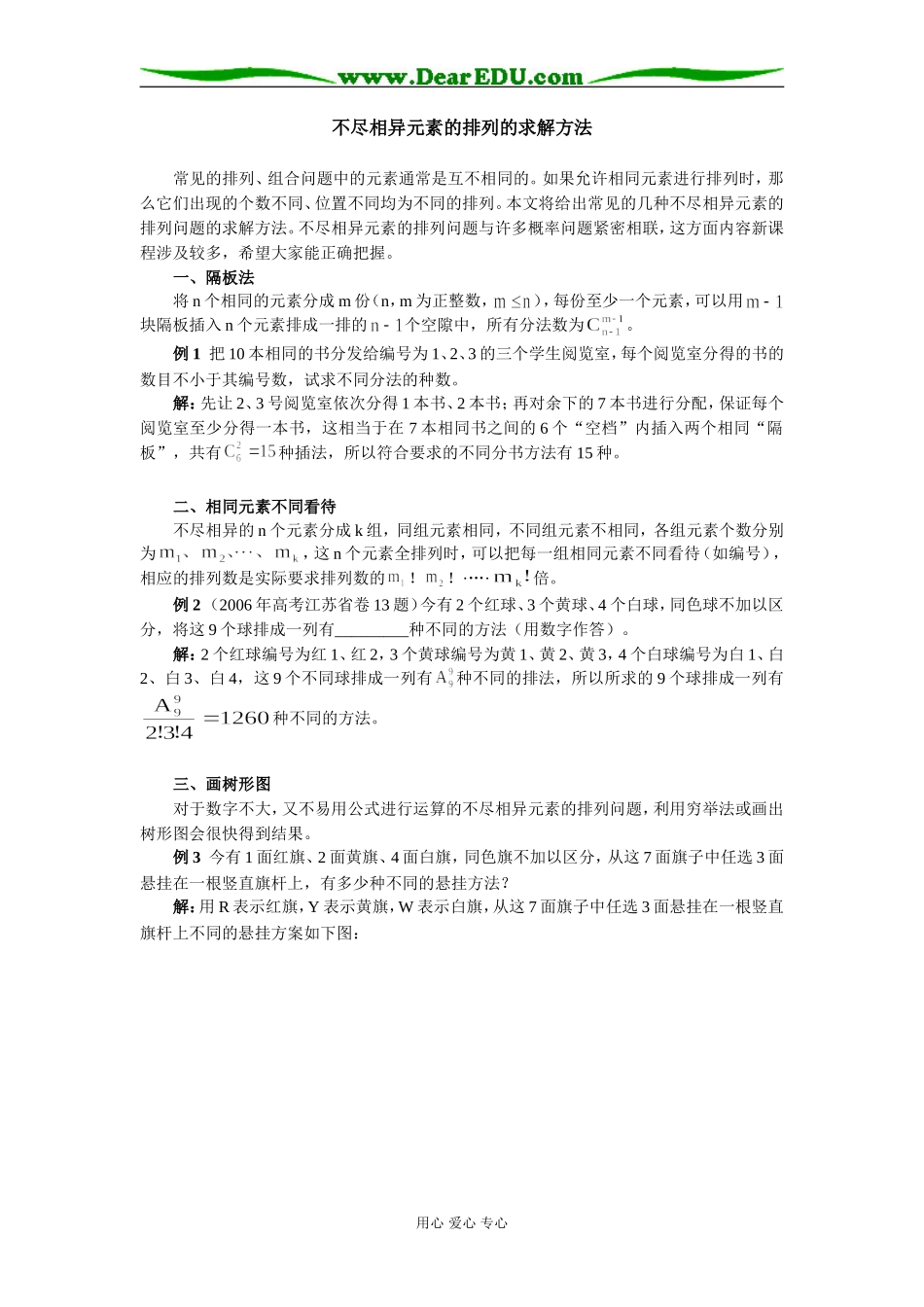 高中数学不尽相异元素的排列的求解方法学法指导_第1页