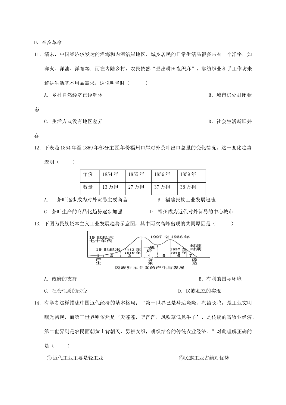 高一历史4月月考试题 文-人教版高一全册历史试题_第3页