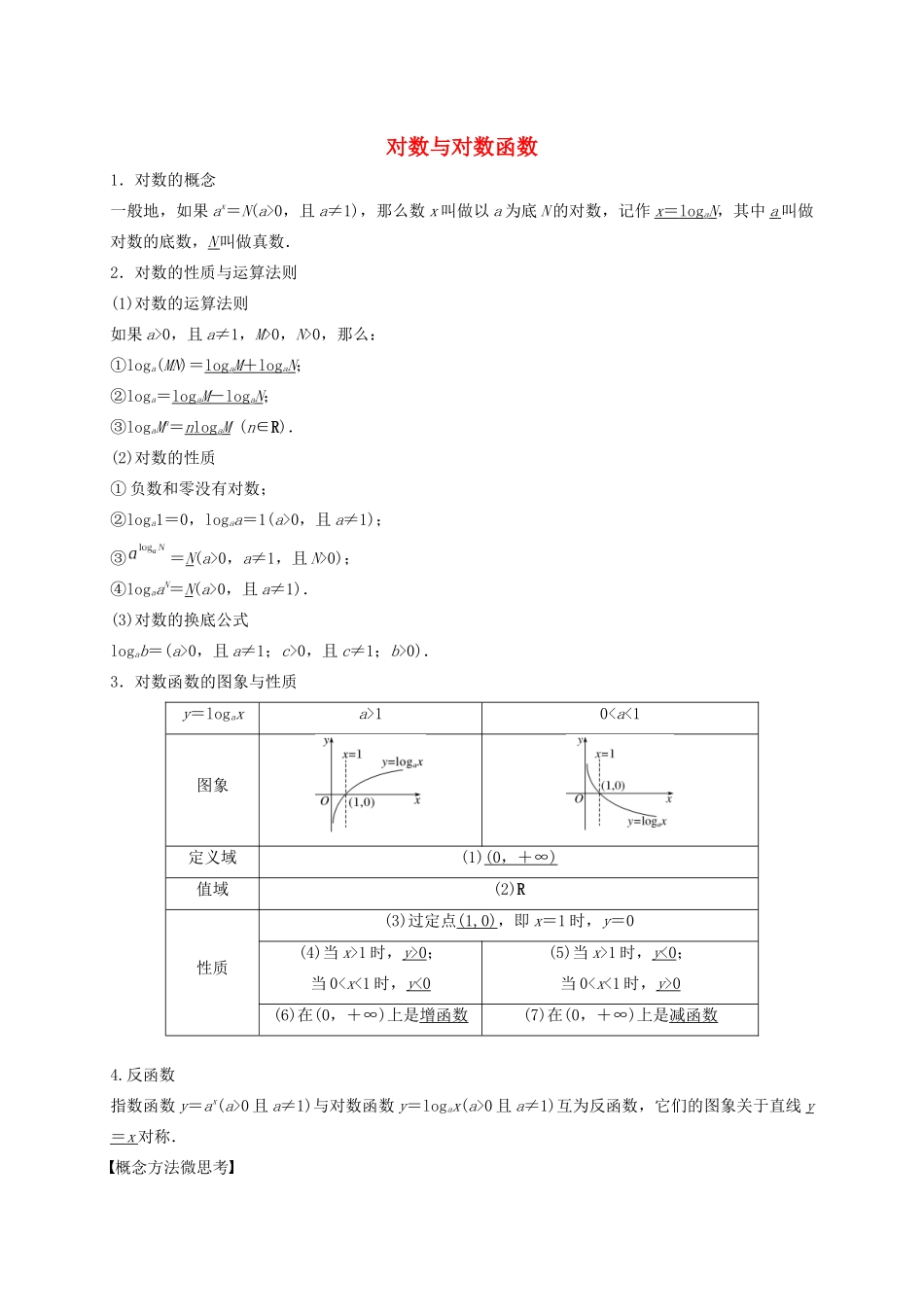 高考数学 考点 第三章 函数概念与基本初等函数Ⅰ对数与对数函数（理）-人教版高三全册数学试题_第1页