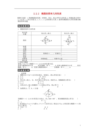 高中数学 2.2.2椭圆的简单几何性质课时作业 新人教A版选修2-1-新人教A版高二选修2-1数学试题