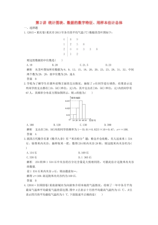 高考数学大一轮复习 第十一章 统计与统计案例 第2讲 统计图表、数据的数字特征、用样本估计总体练习 理 北师大版-北师大版高三全册数学试题
