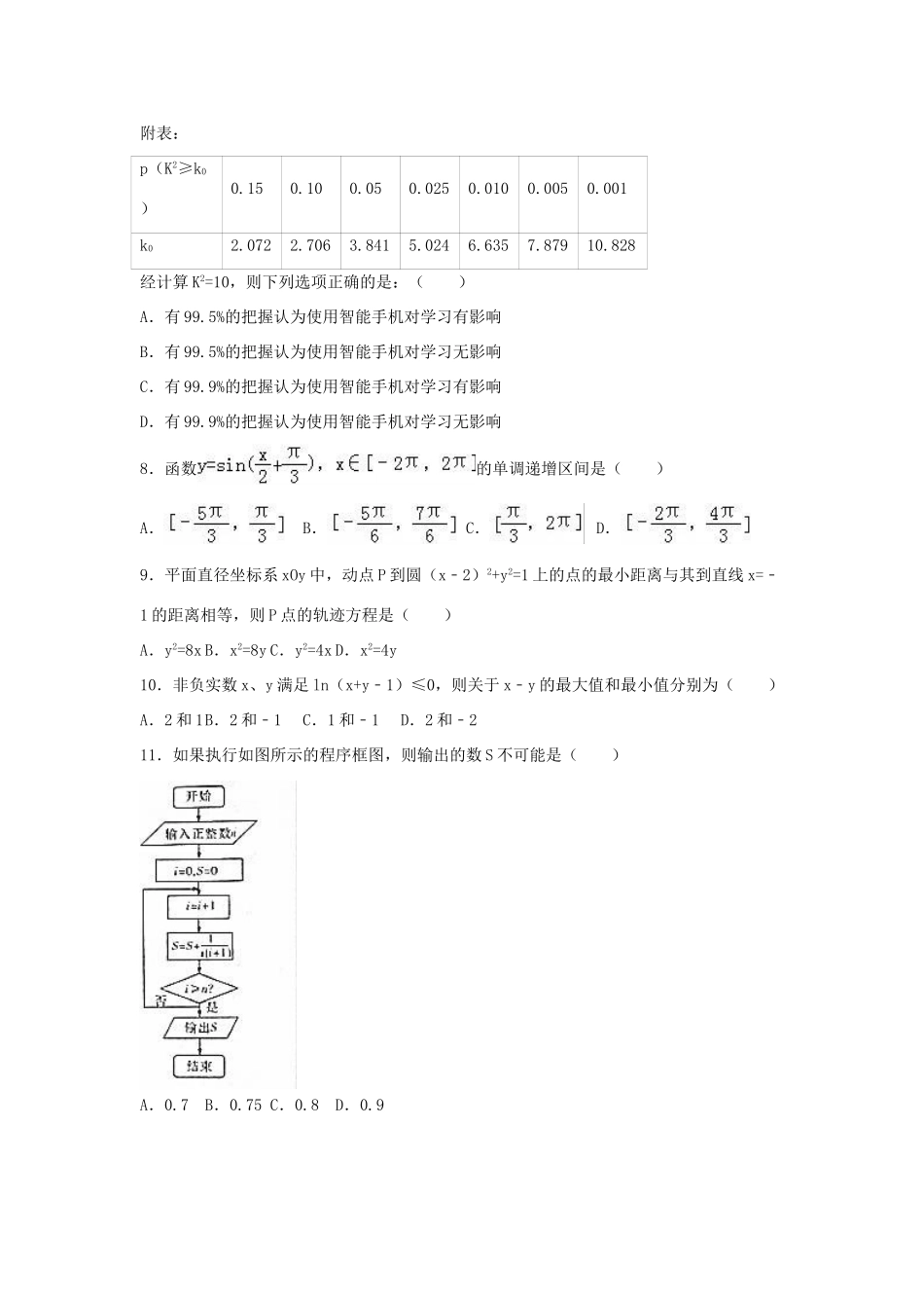湖南省长沙市高考数学一模试卷 文（含解析）-人教版高三全册数学试题_第2页