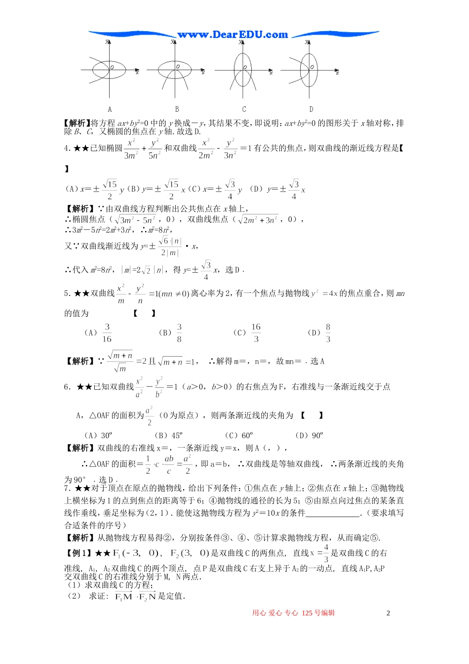高考数学二轮复习 圆锥曲线的方程和性质_第2页