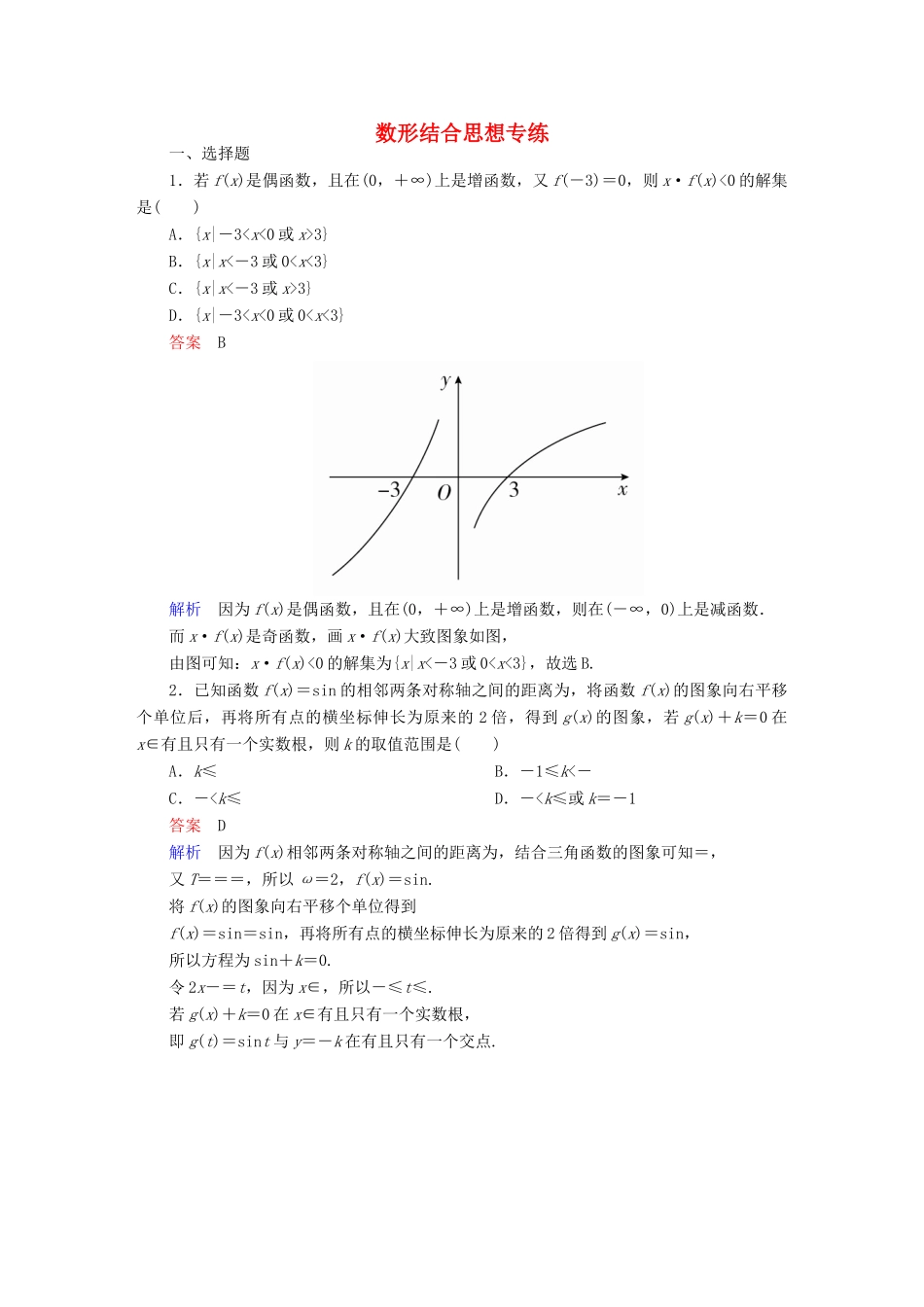 高考数学 数学思想练 数形结合思想专练 文-人教版高三全册数学试题_第1页