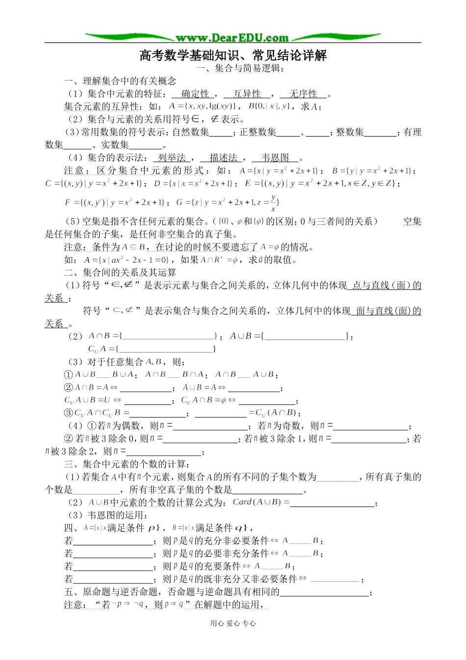 高考数学基础知识、常见结论详解_第1页