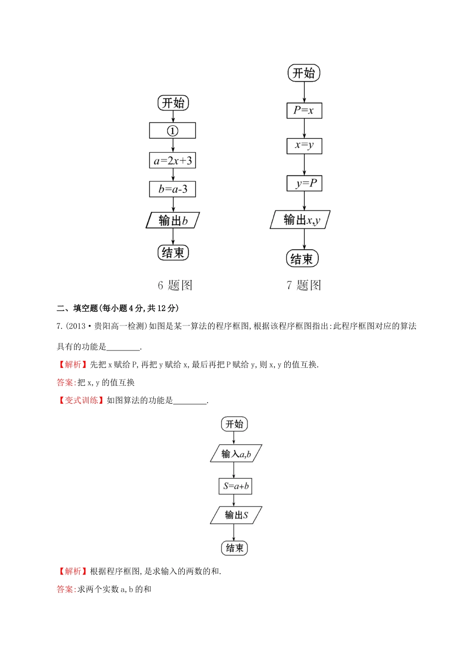 高中数学 第一章 算法初步 1.1.2 第1课时 程序框图、顺序结构课时提升作业2 新人教A版必修3-新人教A版高一必修3数学试题_第3页