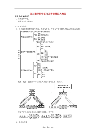 高二数学期中复习及考前模拟人教版知识精讲