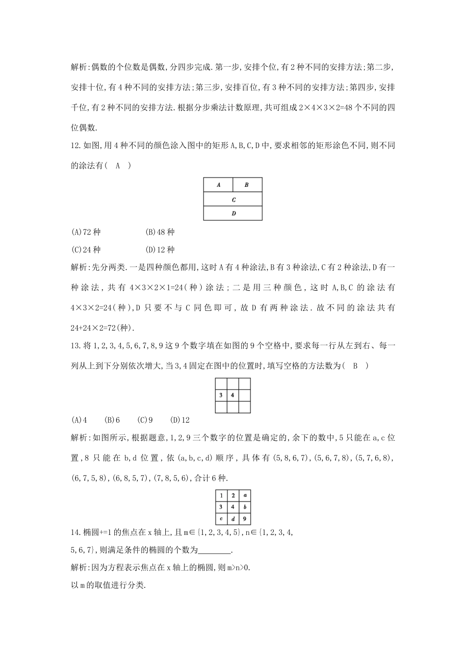 （普通班）高三数学一轮复习 第十一篇 计数原理、概率、随机变量及其分布 第1节 分类加法计数原理与分步乘法计数原理基础对点练 理-人教版高三全册数学试题_第3页