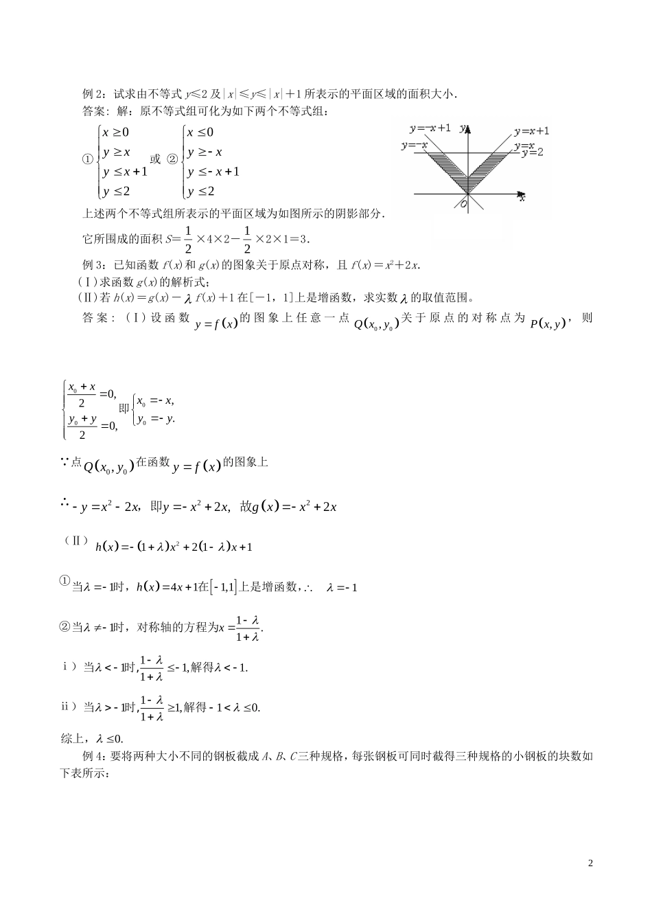 高中数学 第三章 不等式 3.3 二元一次不等式（组）与简单的线性规划问题练习 新人教A版必修5-新人教A版高二必修5数学试题_第2页