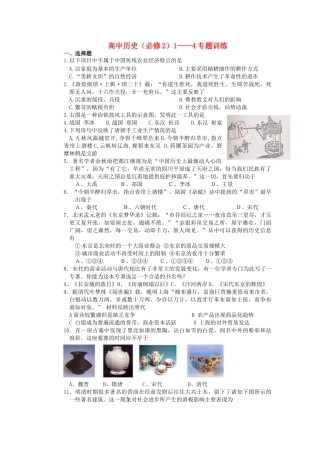 高中历史 1-4专题训练 人民版必修2-人民版高一必修2历史试题