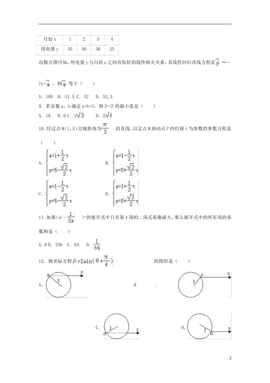 福建省莆田市高二数学下学期期中试卷 理（含解析）-人教版高二全册数学试题_第2页