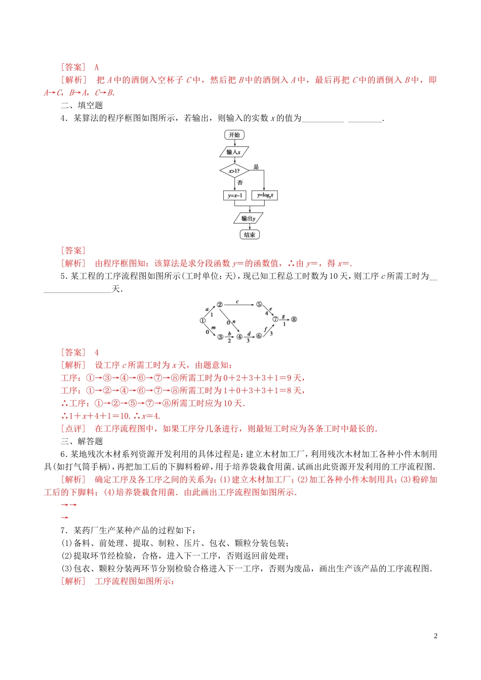 高中数学 第四章 框图 4.1 流程图（一）练习（含解析）新人教A版选修1-2-新人教A版高二选修1-2数学试题_第2页