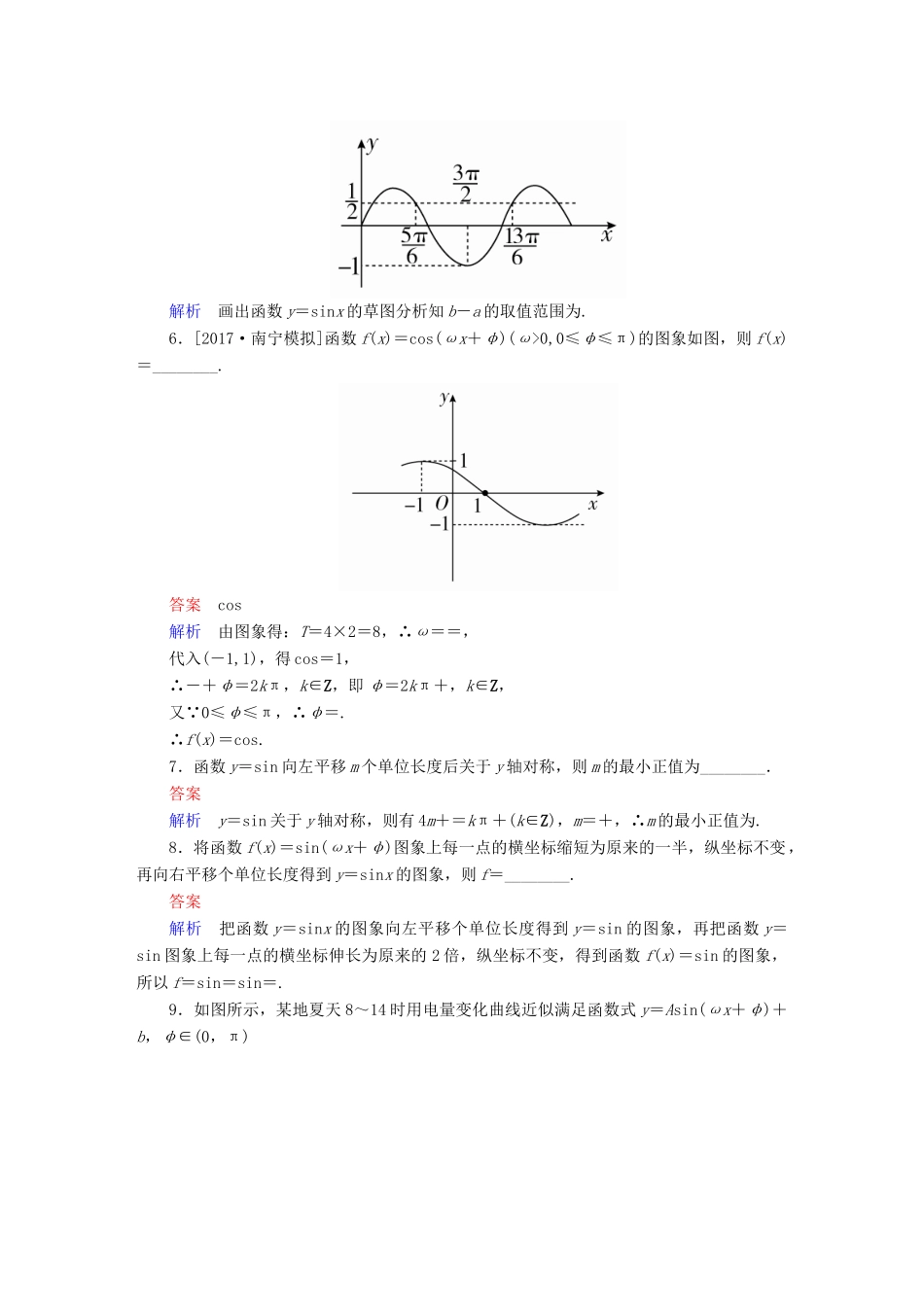 高考数学一轮总复习 第3章 三角函数、解三角形 3.4 函数y＝Asin(ωx＋φ)的图象及应用模拟演练 文-人教版高三全册数学试题_第2页