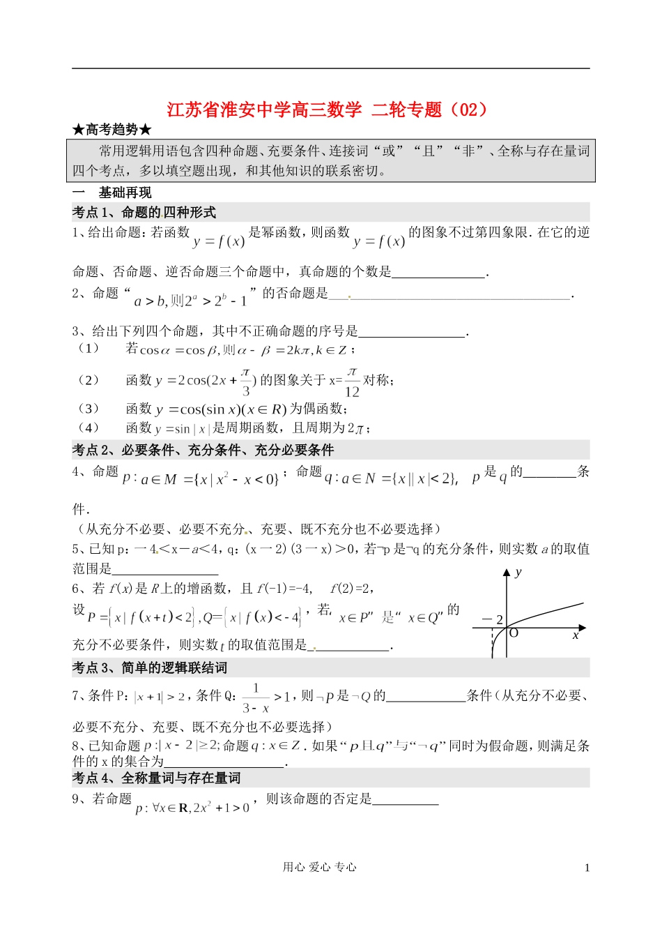 江苏省淮安中学高三数学二轮专题（02）_第1页