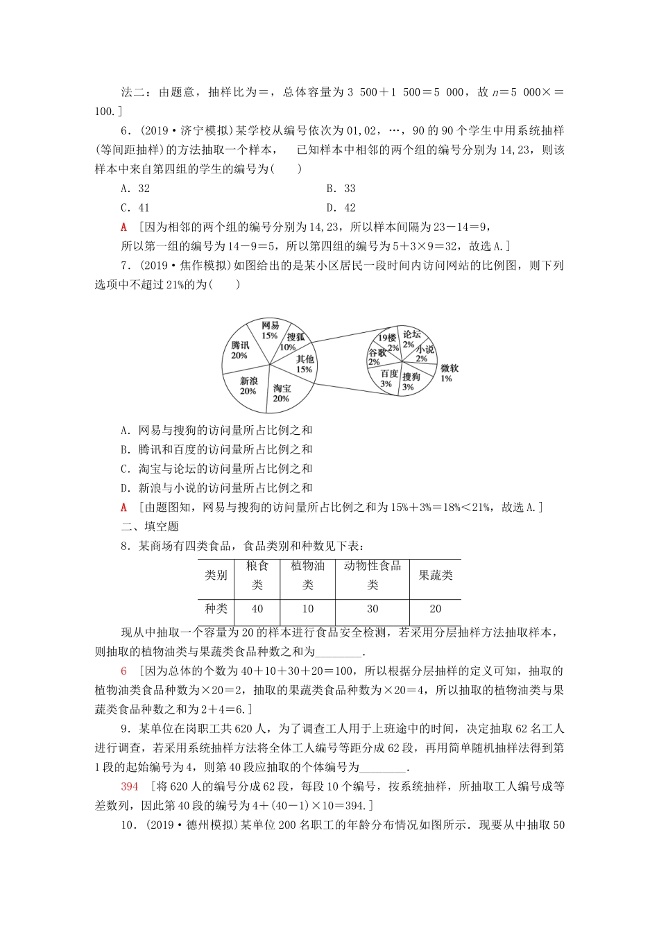 高考数学一轮复习 课后限时集训59 抽样方法 文 北师大版-北师大版高三全册数学试题_第2页