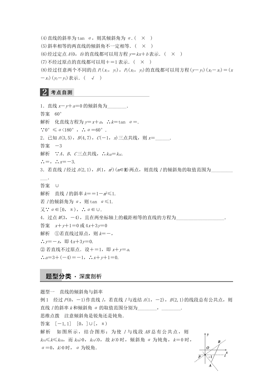 高考数学大一轮复习 9.1直线的方程教师用书 理 苏教版-苏教版高三全册数学试题_第2页