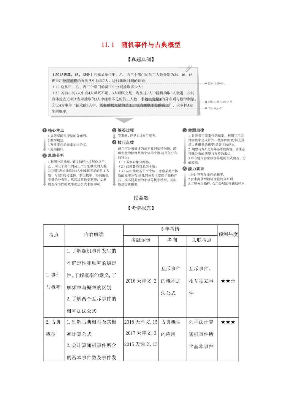（天津专用）高考数学大一轮复习 11.1 随机事件与古典概型精练-人教版高三全册数学试题_第1页