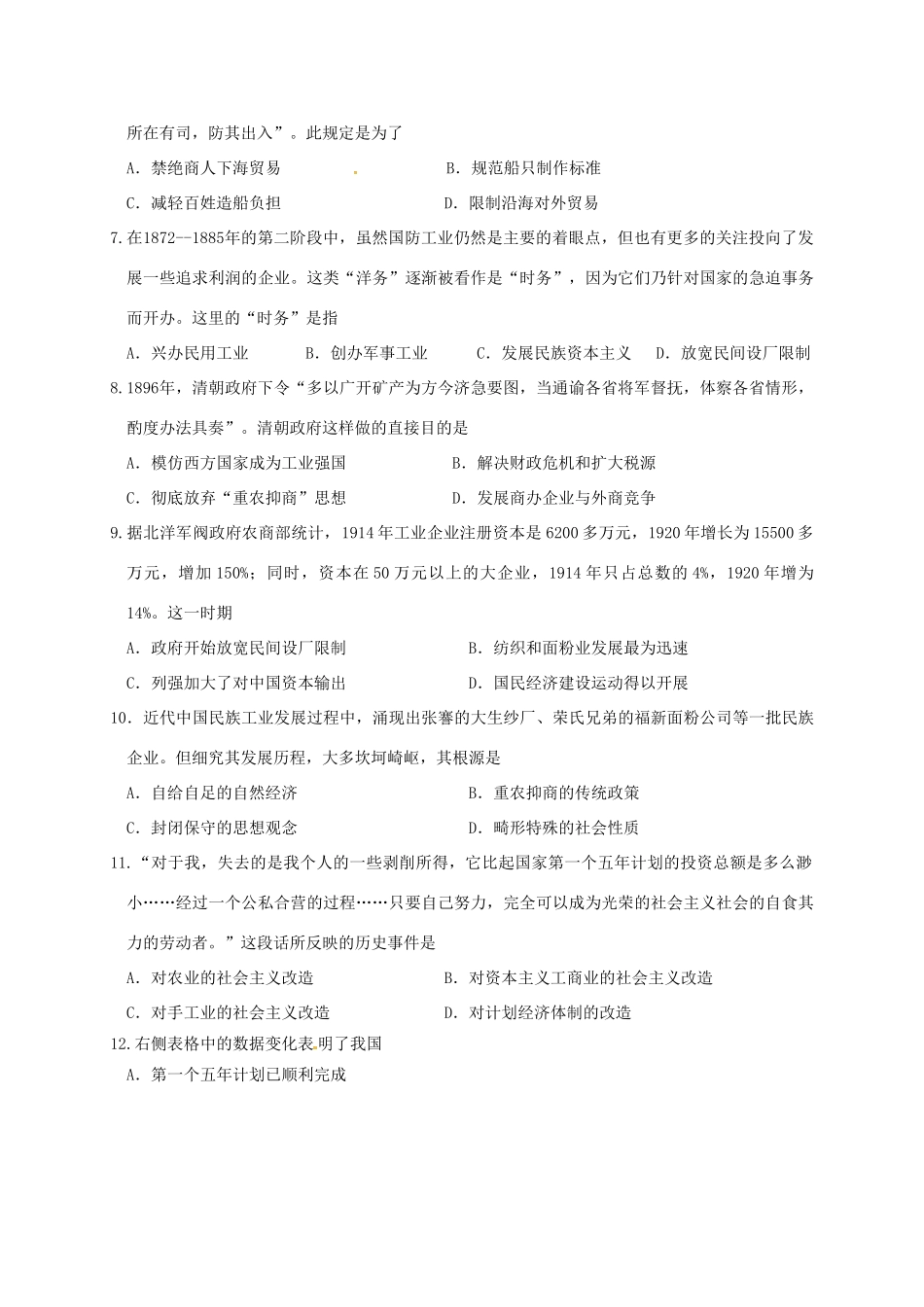 江苏省扬州市邗江区高一历史下学期期中试题-人教版高一全册历史试题_第2页