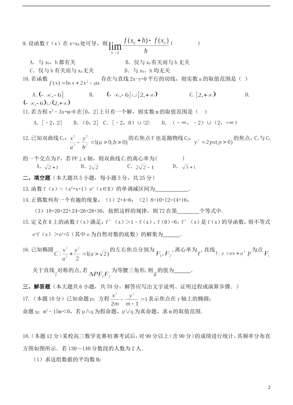 高二数学3月阶段性考试试题 文-人教版高二全册数学试题_第2页