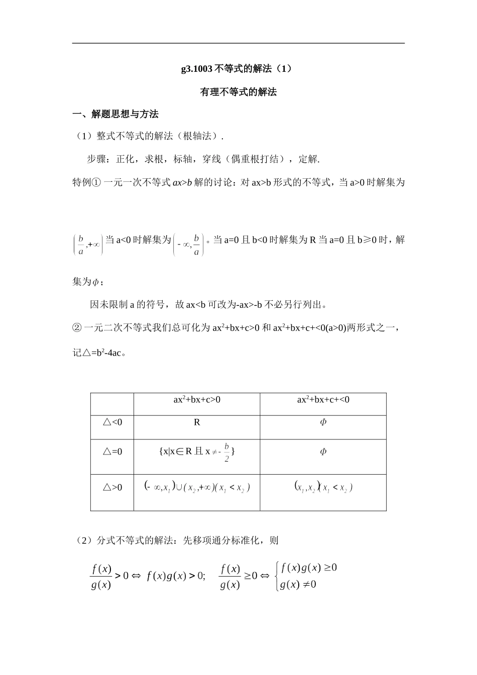 高中数学g3.1003不等式的解法（1）_第1页