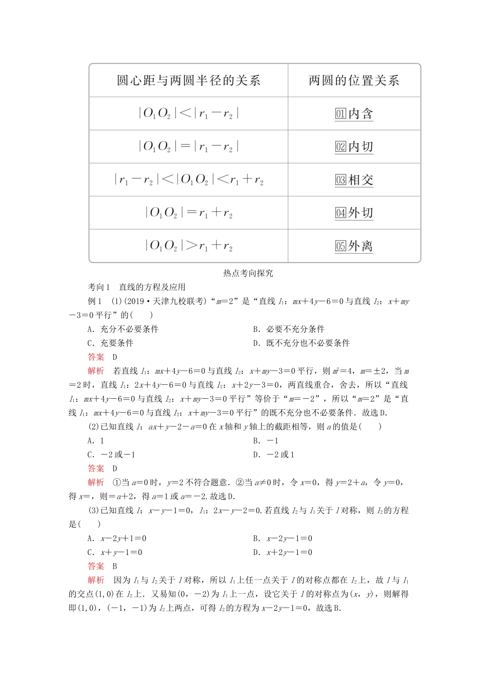 高考数学大二轮复习 冲刺经典专题 第二编 讲专题 专题五 解析几何 第1讲 直线与圆练习 文-人教版高三全册数学试题_第2页