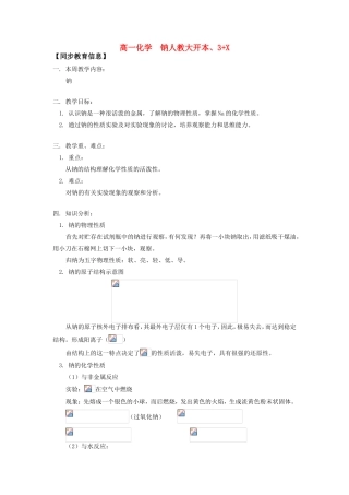 高一化学  钠人教大开本、3+X