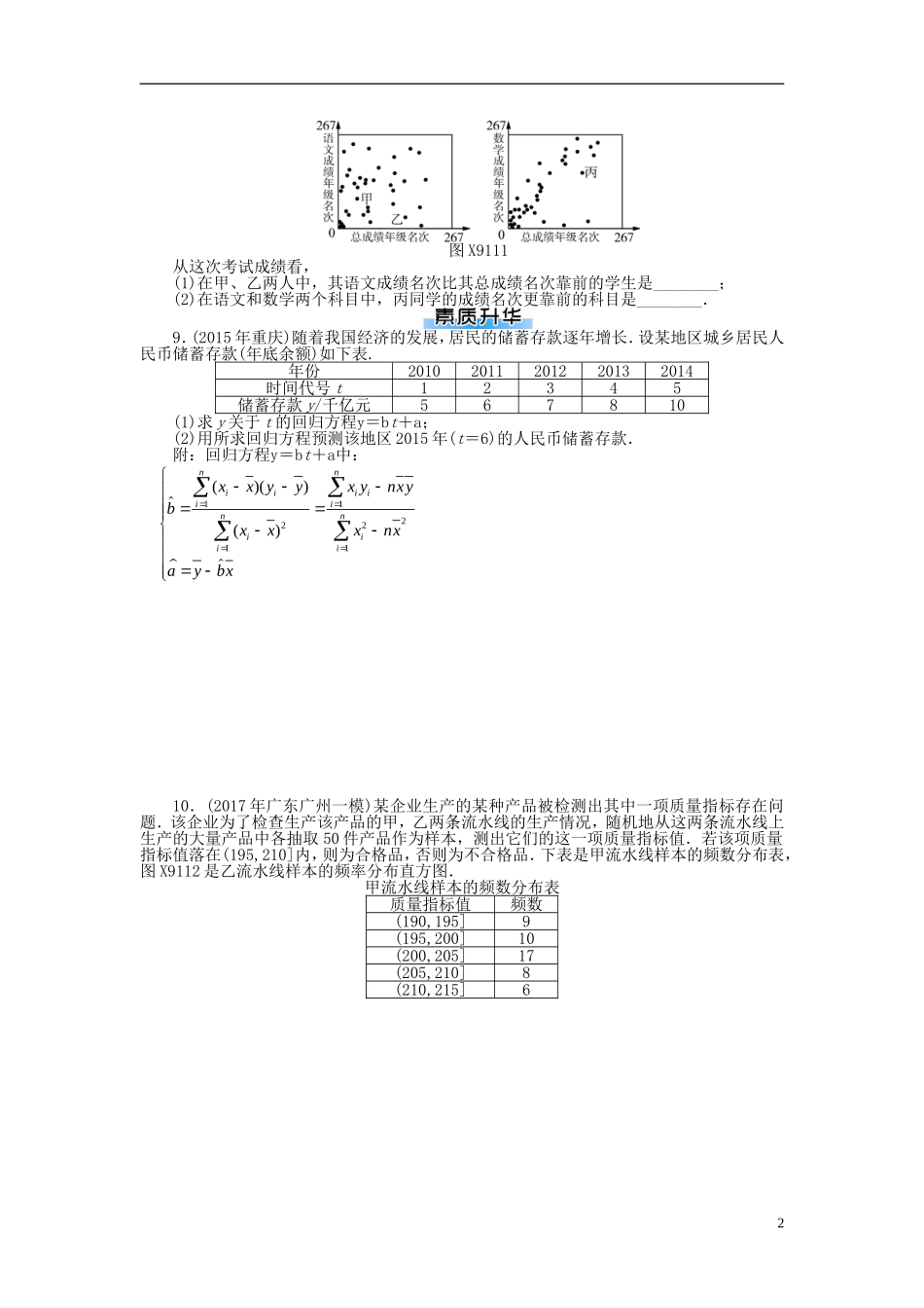 高考数学一轮复习 第九章 概率与统计 第11讲 回归分析与独立性检验课时作业 理-人教版高三全册数学试题_第2页