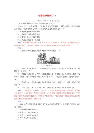 高中历史 专题综合检测（二）同步试题（含解析）人民版必修2-人民版高一必修2历史试题