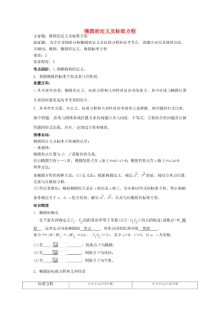 高考数学复习 专题15 解析几何 椭圆的定义及标准方程考点剖析-人教版高三全册数学试题