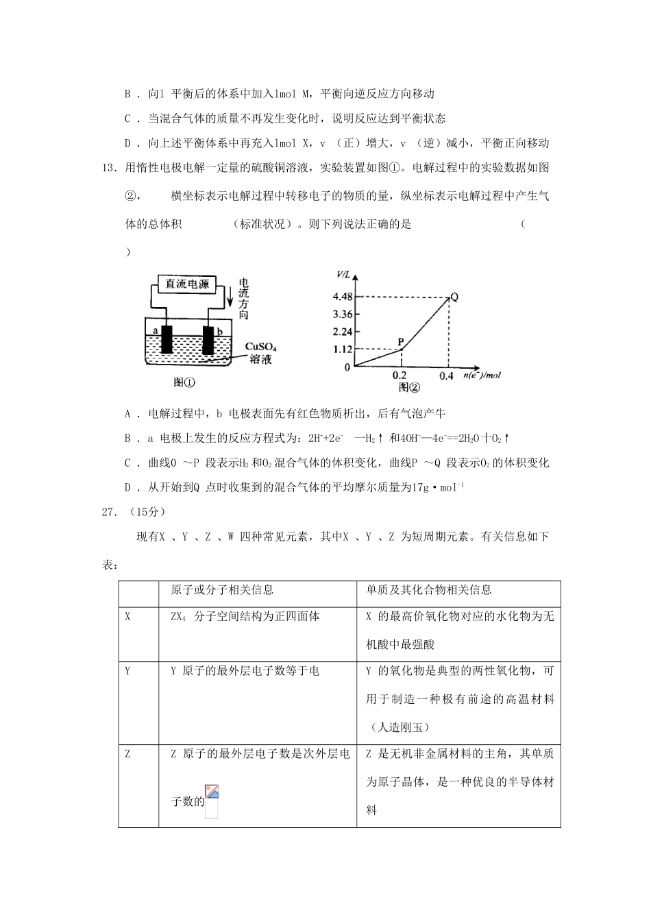 云南省第二次高中毕业生高三化学复习统一检测新人教版_第3页