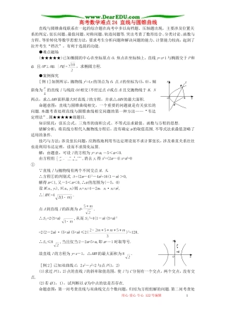 高考数学难点24 直线与圆锥曲线