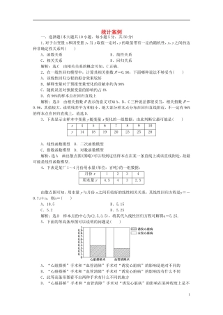 高中数学 第一章 统计案例阶段质量检测 新人教A版选修1-2-新人教A版高二选修1-2数学试题